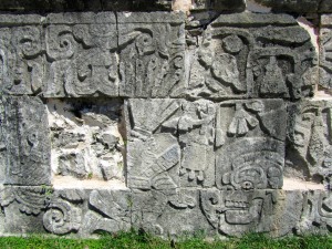 Carvings showing the decapitated player